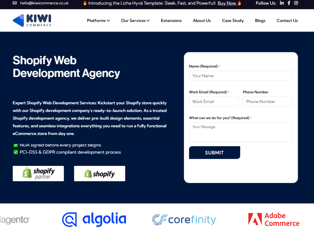 Kiwicommerce White Label Shopify Development